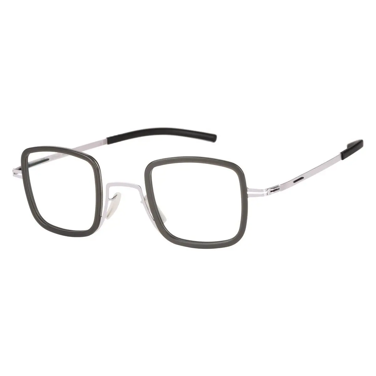 ic Berlin Doyoon Pearl Grey Black Square Unisex 42-24 Eyeglasses - Frame: Pearl New Grey Black