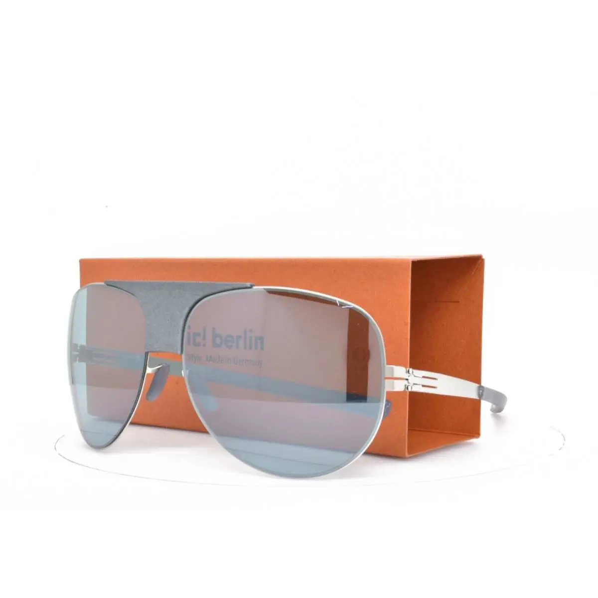 iC Berlin Sunglasses Roadster Silver Grey Cement Aviator Blue Lens 62-16-145 - Frame: Silver, Lens: Blue