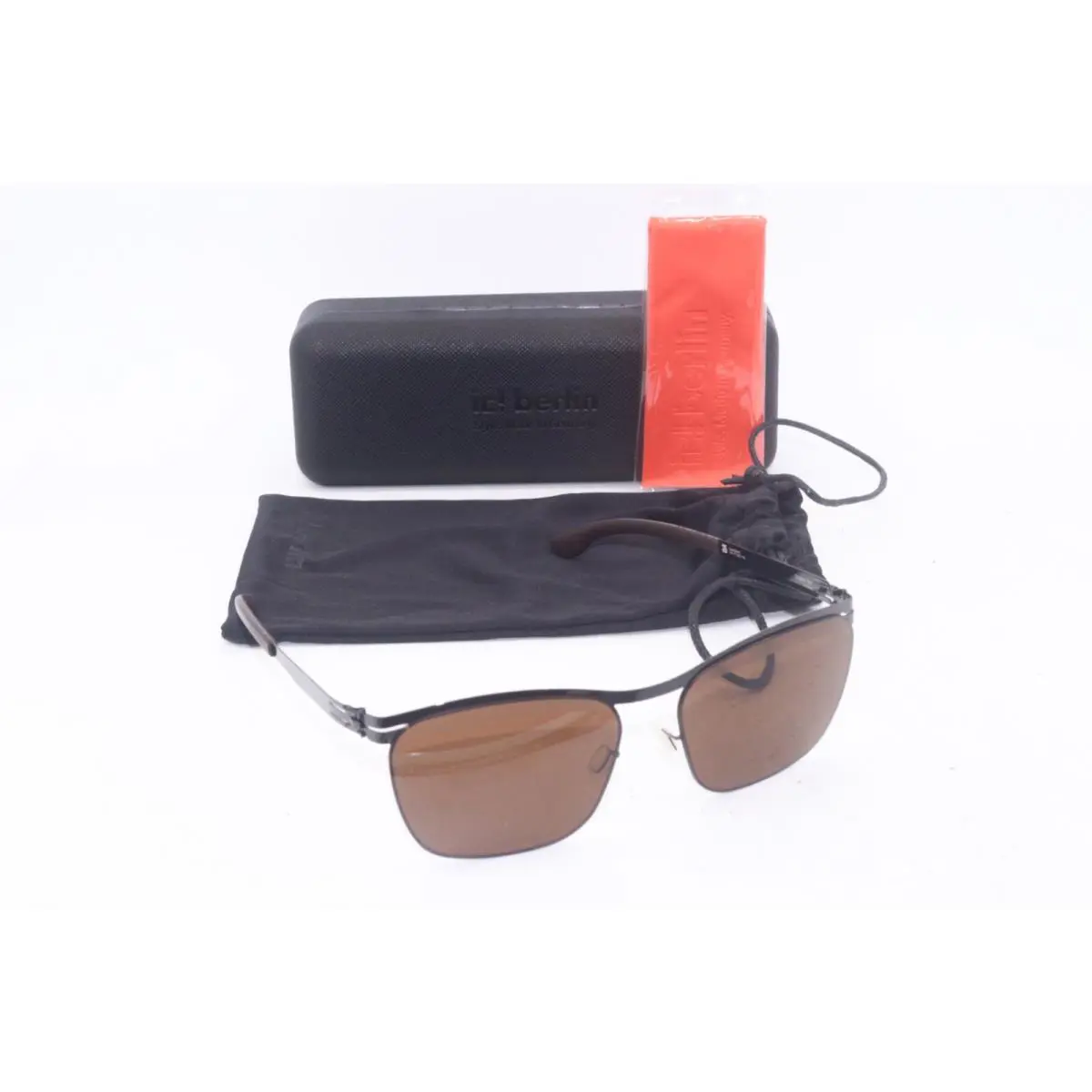 IC Berlin Model Tegeler See Gun Metal Black Sunglasses 56-15 - Frame: BLACK BROWN, Lens: Brown