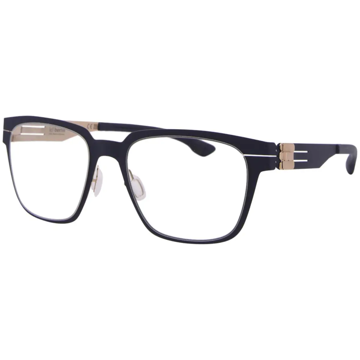 Ic Berlin Bo Eyeglasses Womens Marine Blue/rose Gold Full Rim Square Shape 52mm