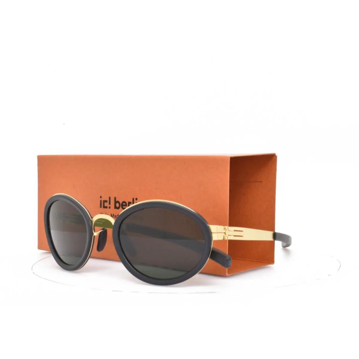 iC Berlin Sunglasses Udo Gold Black Frame Green Lens 49-23-145