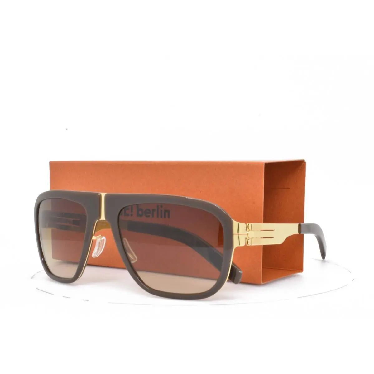 iC Berlin Sunglasses M18 Pappelplatz Brown Gold Aviator Frame Brown Lens 54-21 by ic! berlin