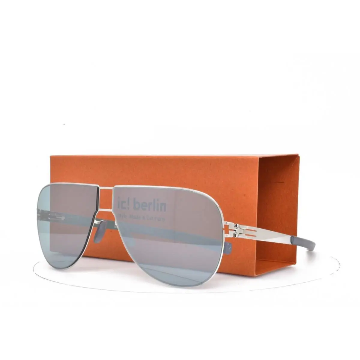 iC Berlin Sunglasses Claudius H. Chrome Grey Aviator Blue Lens 60-12-145