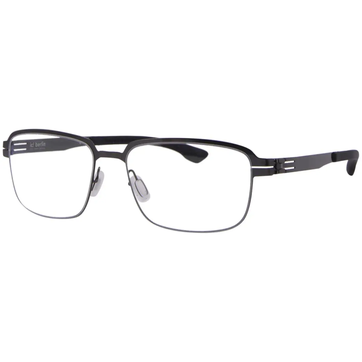 Ic Berlin Luan Eyeglasses Men`s Gunmetal/black Full Rim Square Shape 53mm - Frame: Gunmetal