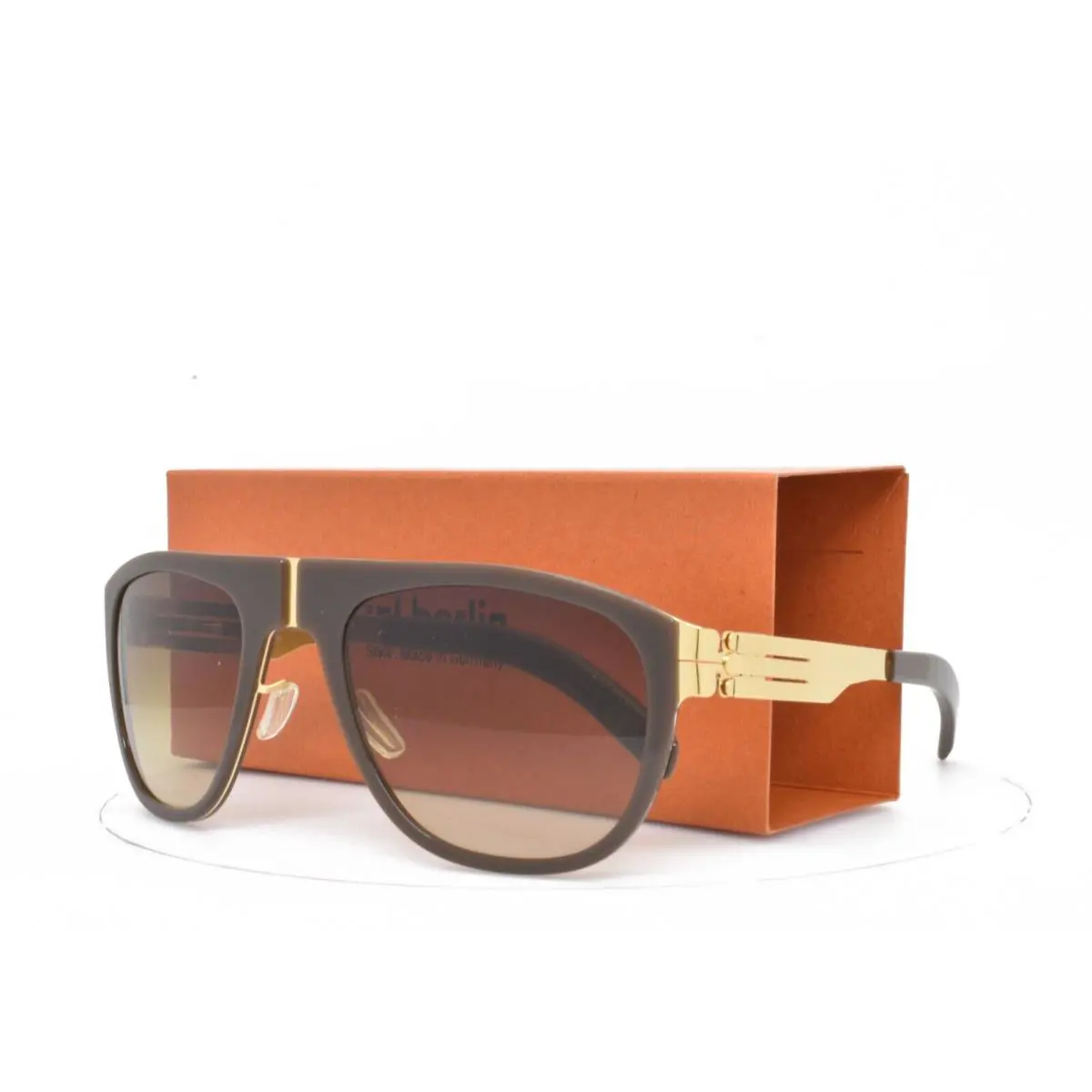 iC Berlin Sunglasses M17 Treskowallee Brown Gold Aviator Lens 54-23-145