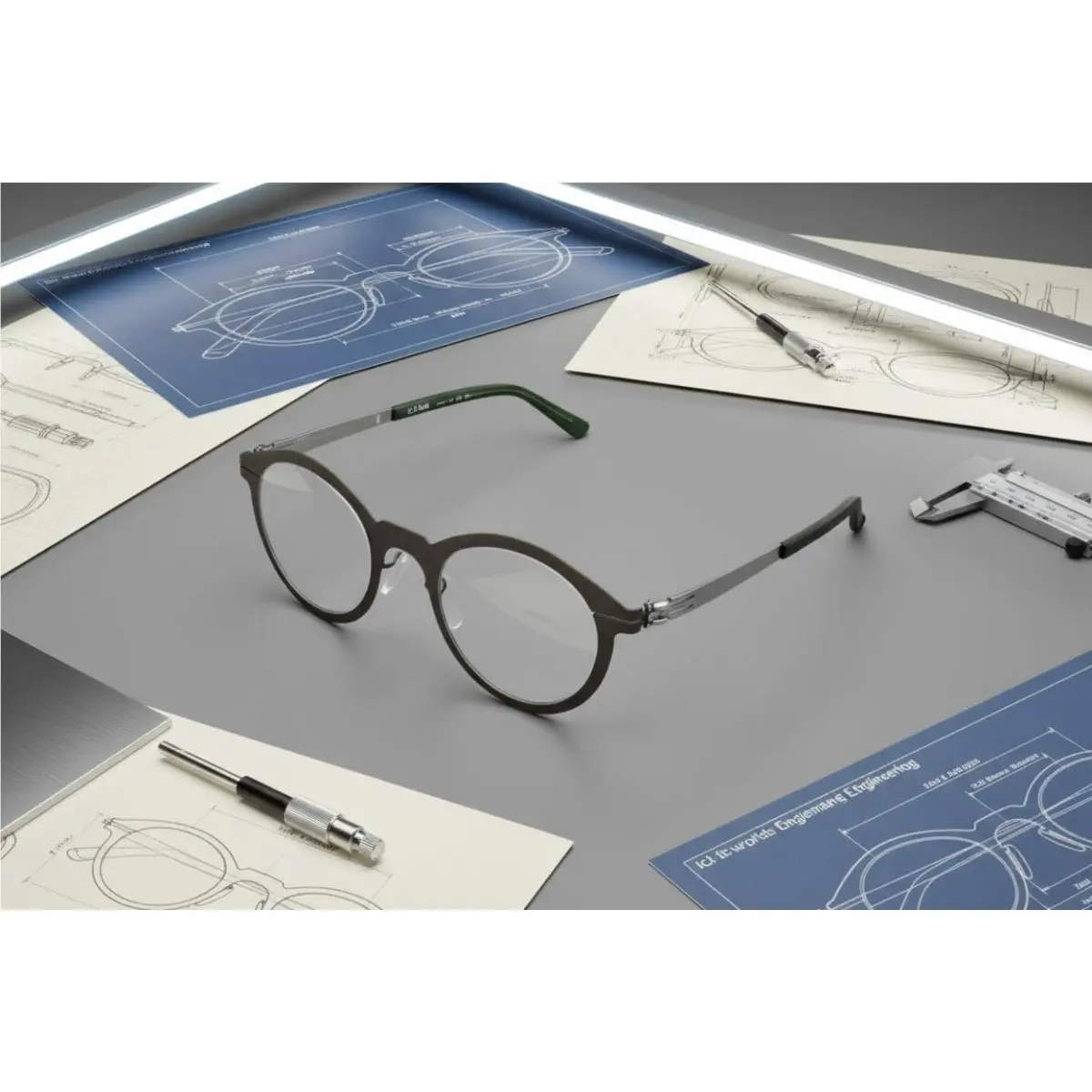 iC Berlin Eyeglasses 60 Hirschgarten Graphite Grey Round Panto Frame
