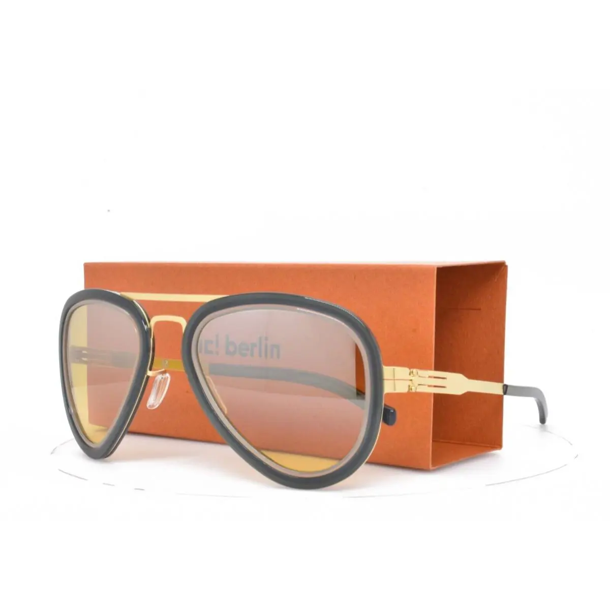 iC Berlin Sunglasses Rinaldo P. Gold Dark Green Aviator Green Lens 52-22-145 by ic! berlin