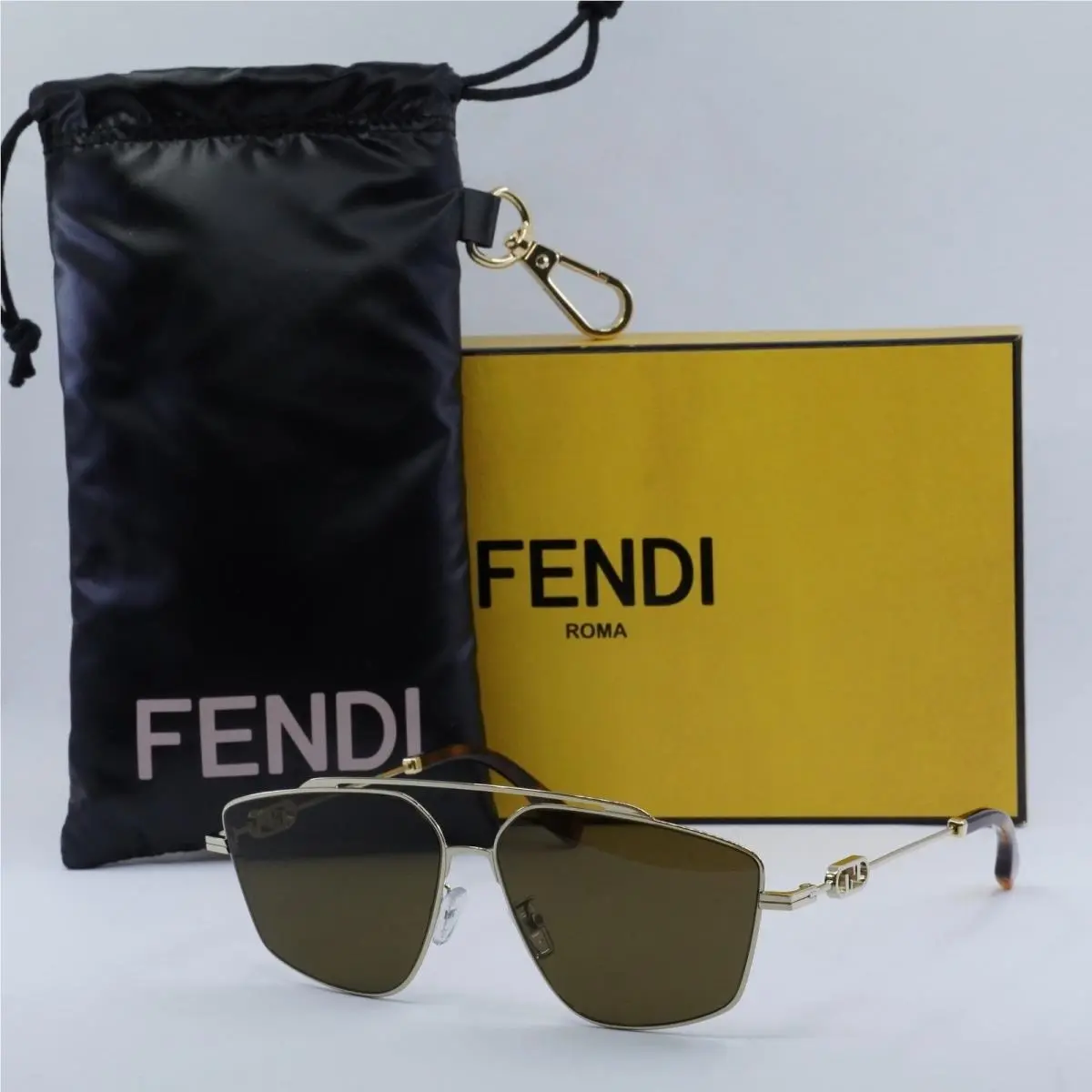FE40079U 32E White Gold/brown 58-13-145 Sunglasses by Fendi