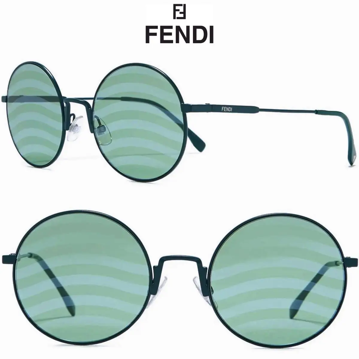 Fendi FF0248/S 1EDXR Matt Geen Turquoise Waves Round Sunglasses. 53mm