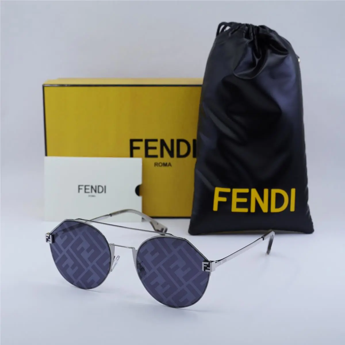 Fendi FE40060U 16X Silver/blue with FF Pattern Mirror 55-21-145 Sunglasses