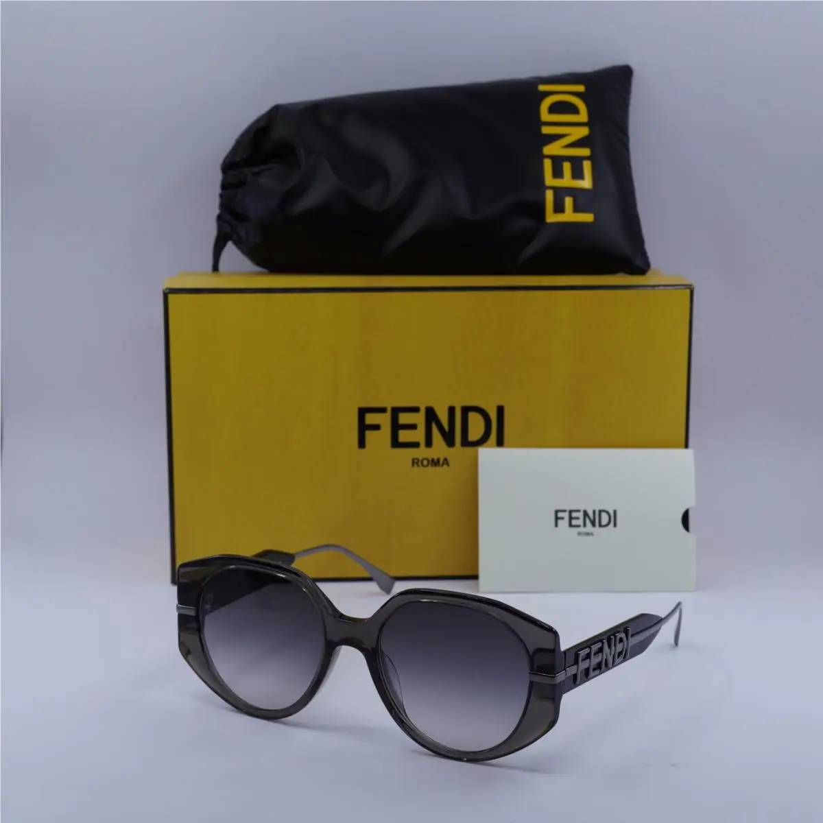 Fendi FE40083U 20B Shiny Grey/gradient Smoke 54-19-140 Sunglasses