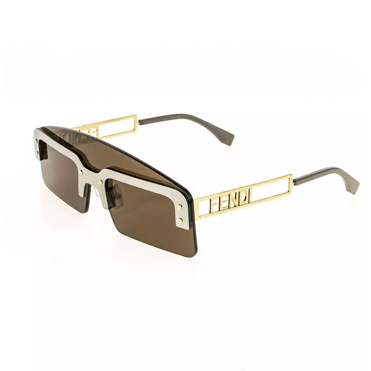 Fendi Technicolour 40023 33E Brown Gold Unisex Mask Sunglasses FE40023U