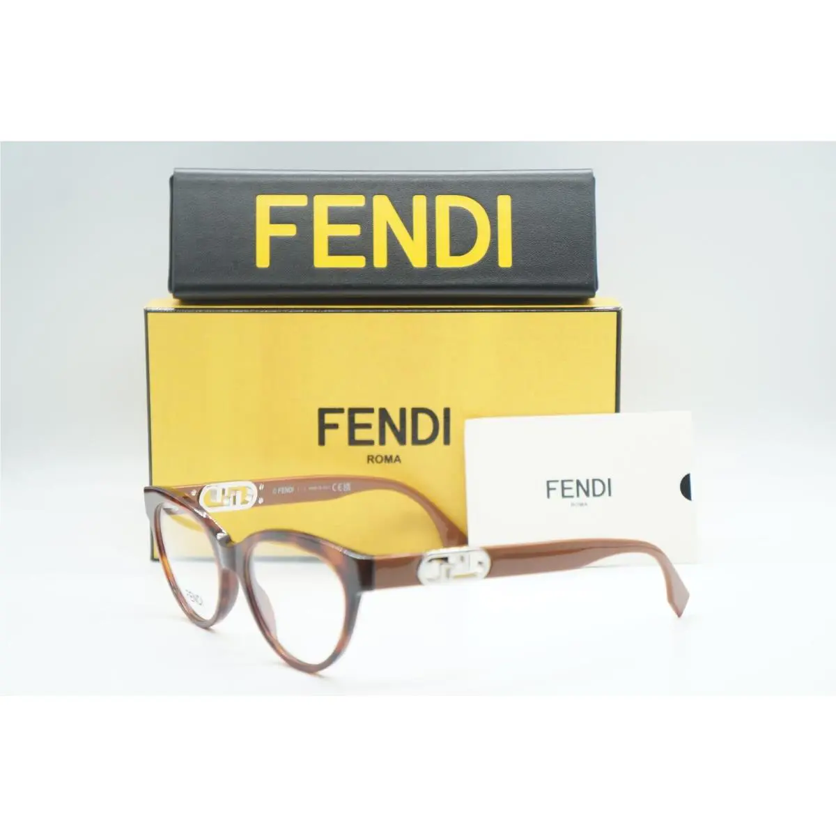 Fendi FE50066I 052 Dark Havana Eyeglasses Frames 53-18