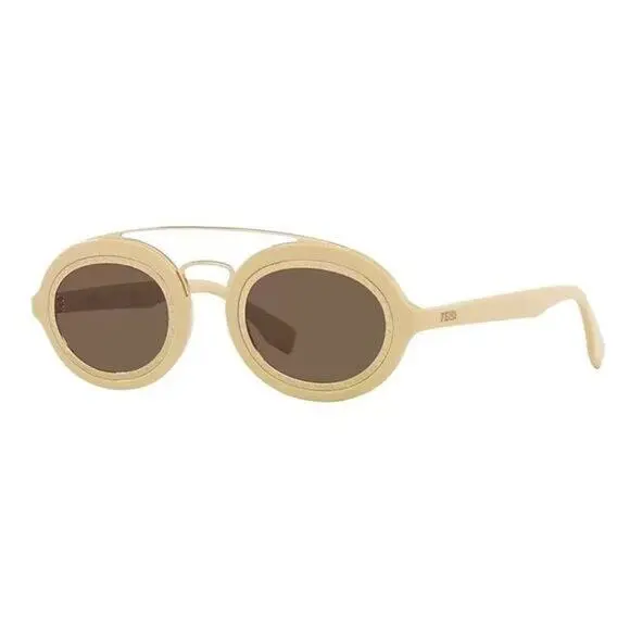 Unisex Fendi Sunglasses Ivory/gold Brown Fendi FE40094I 25E Oval Eyewear