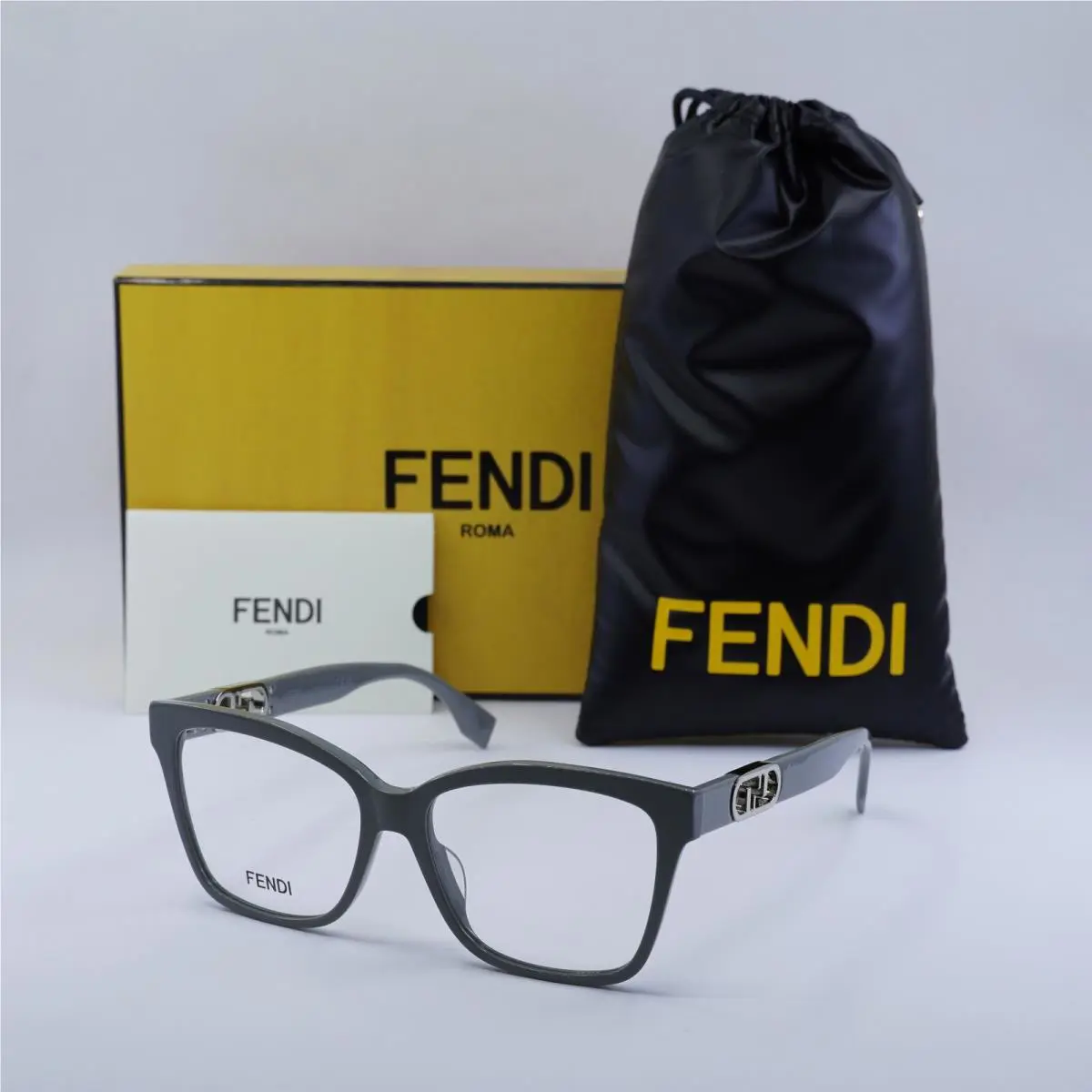 Fendi FE50025I 020 Shiny Grey 55mm Eyeglasses