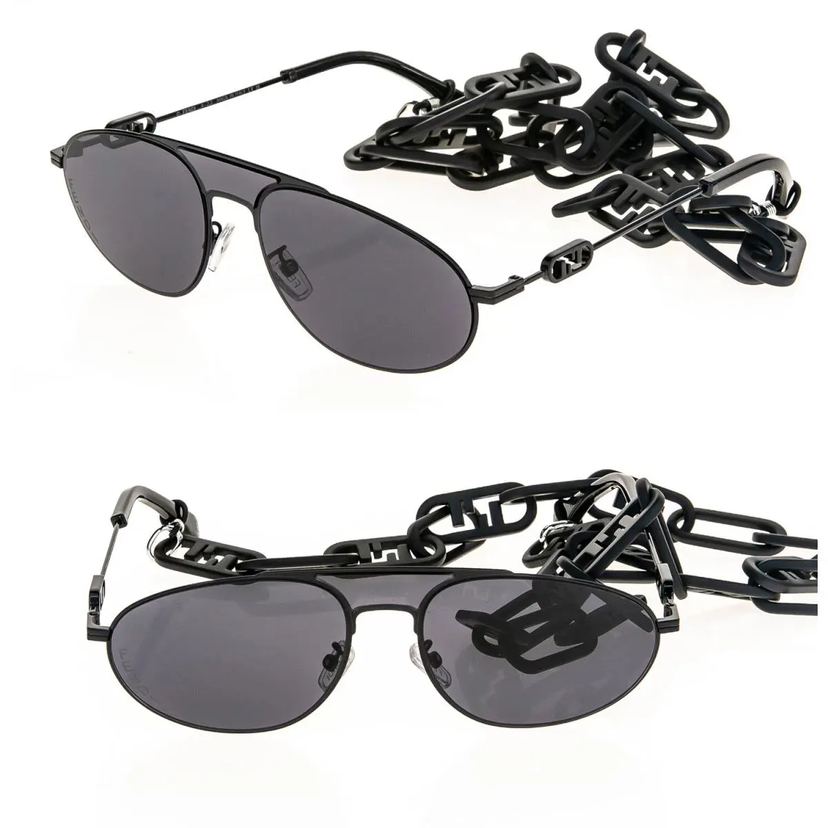Fendi FE40072U-Y 01A Black/dark Gray with Black Chain 57-17-140 Sunglasses