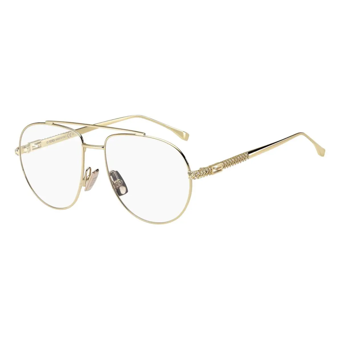 Fendi Eyeglasses FF0446 0J5G 56mm Gold with Diamonds / Demo Lens - Frame: Gold with Diamonds, Lens: Clear