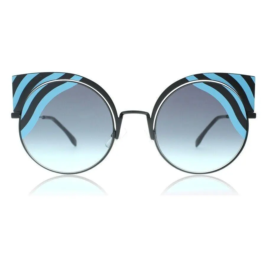 Fendi FF0215/SOLBMTBLK Turqu Round Shape Blue Gradient Lens Women`s Sunglasses