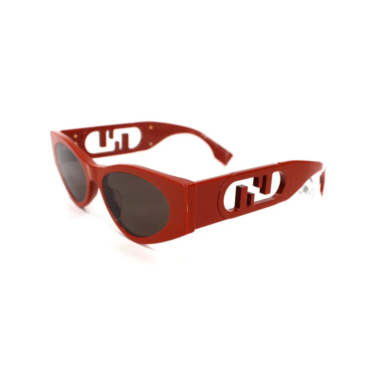 Fendi 54mm O`lock Cat Eye Sunglasses Brick Red Brown FF Logo with Case