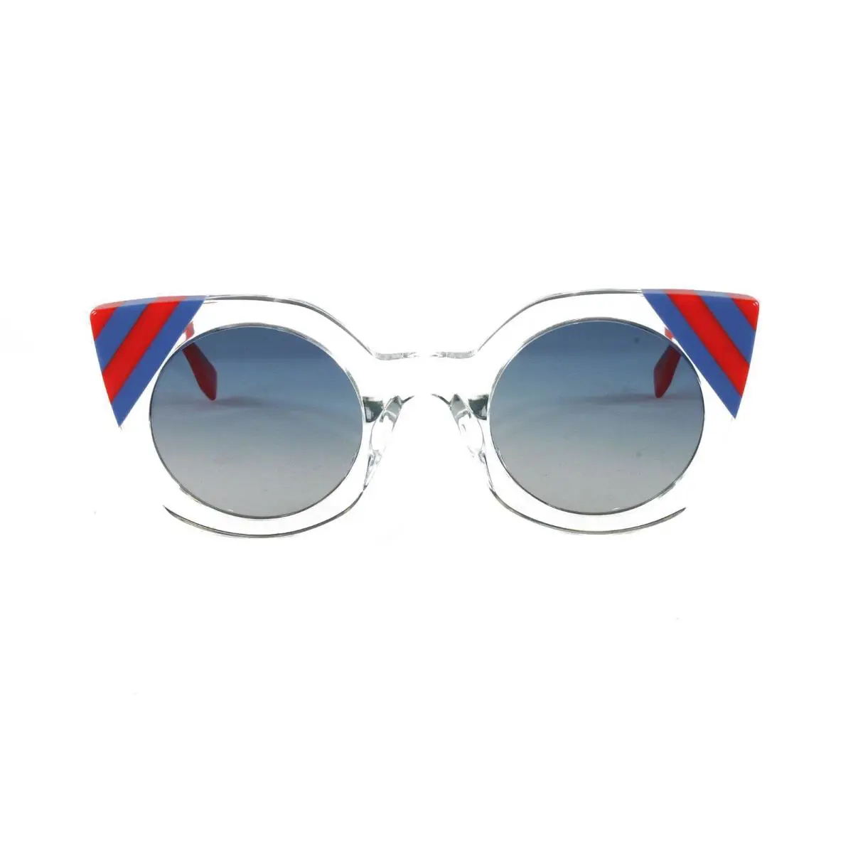 Fendi Sunglasses Women`s Round Plastic Clear 47mm Gray Lens FF0240S-1ED