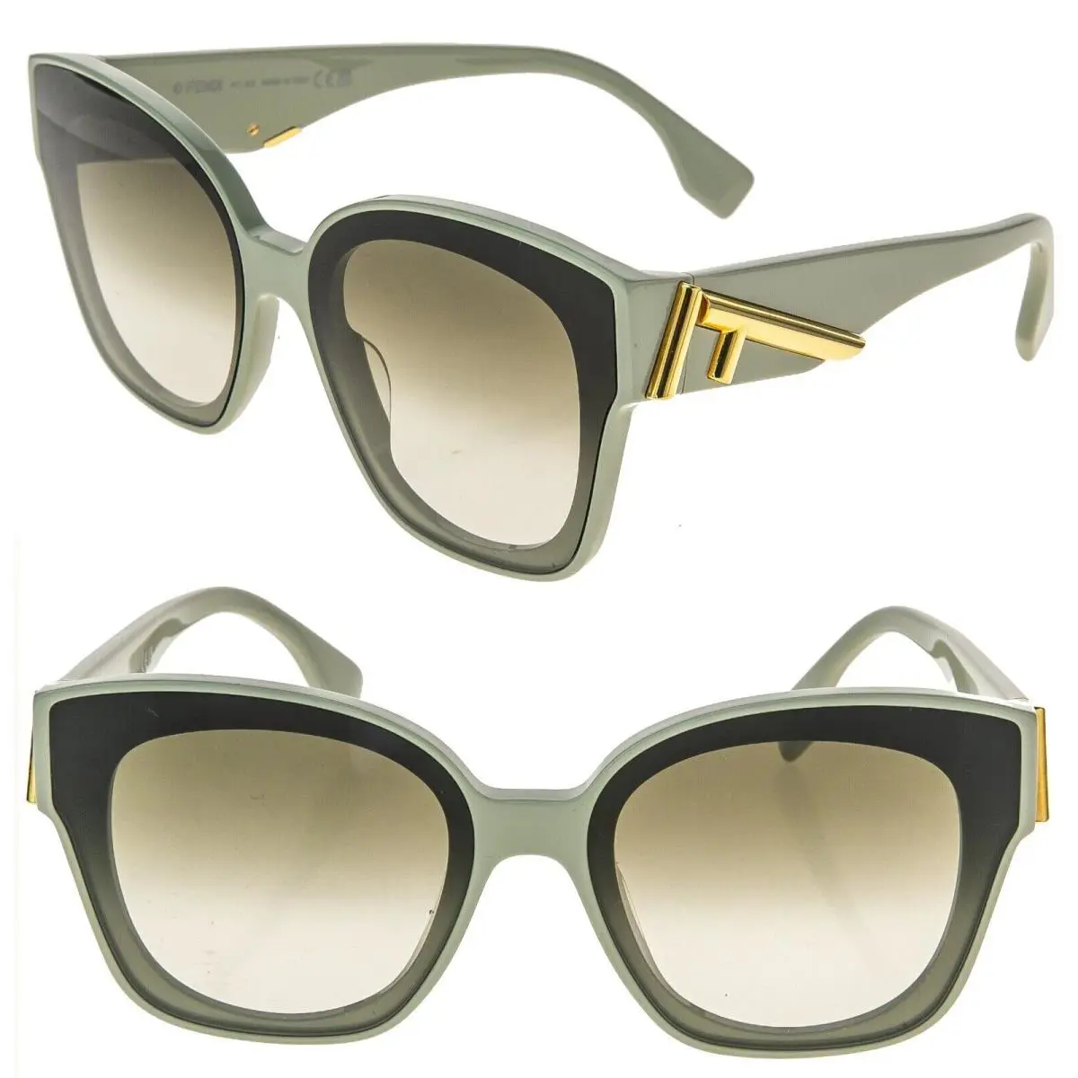 Fendi First 40098 Green Logo Fashion Butterfly Sunglasses FE40098I 95P