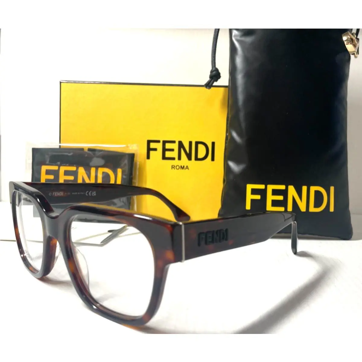Fendi FE 50080I 054 Red Havana Silver Frame Eyeglasses 53-19