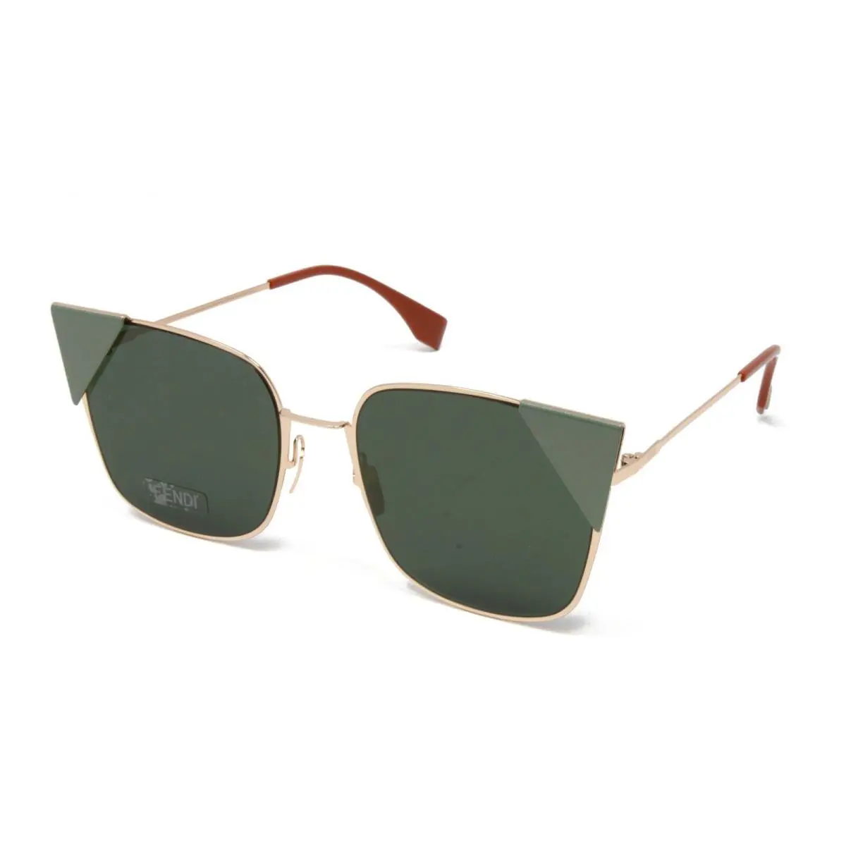 Fendi Sunglasses Women`s Square Metal Gold Copper Green 55mm FF0191S-DDB