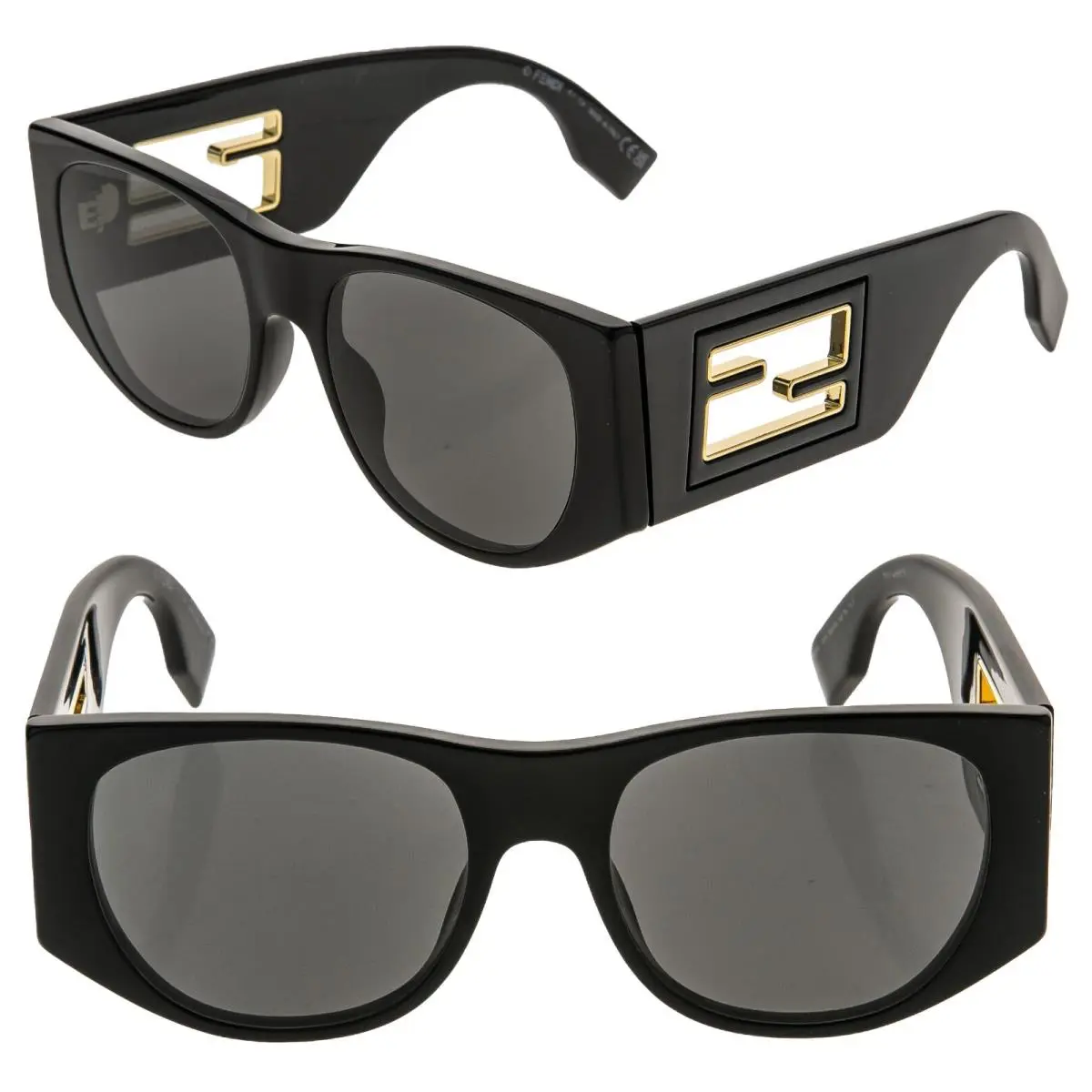 Fendi Baguette Logo 40109 Black Fashion Square Chunky Bold Sunglasses FE40109I
