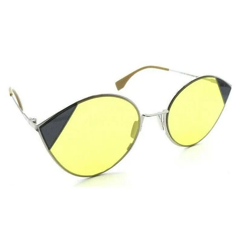 Fendi FF0341/S Biz Silver Gold Women Oversized Sunglasses W/yellow Lens - Frame: Silver Gold, Lens: Yellow