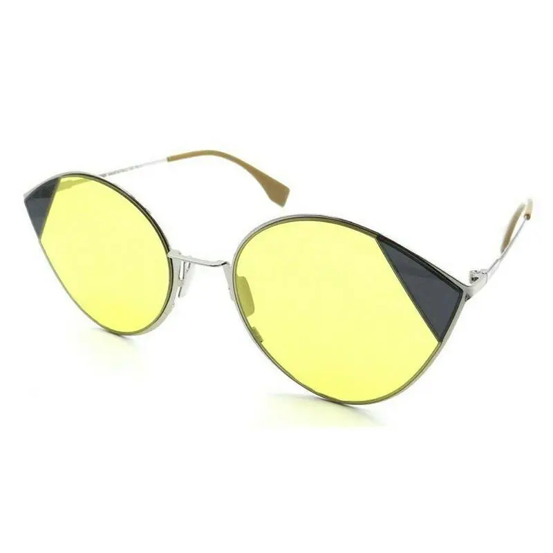 Fendi FF0341/S Biz Silver Gold Women Oversized Sunglasses W/yellow Lens - Frame: Silver Gold, Lens: Yellow