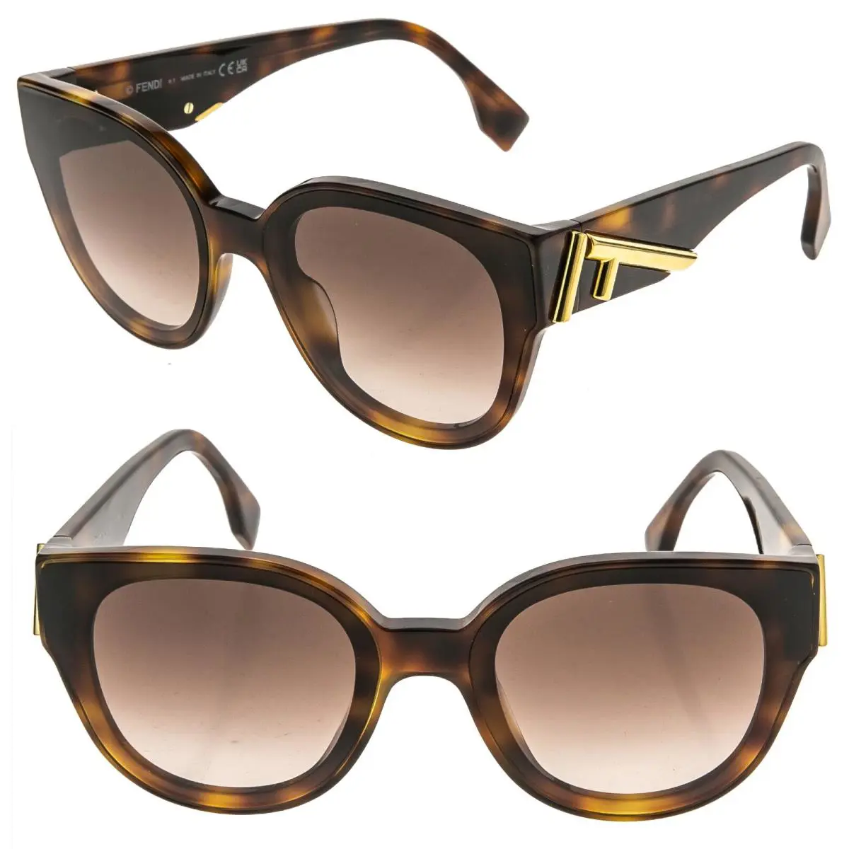 Fendi First 40111 Havana Brown Diagonal Logo Sunglasses FE40111I 53F