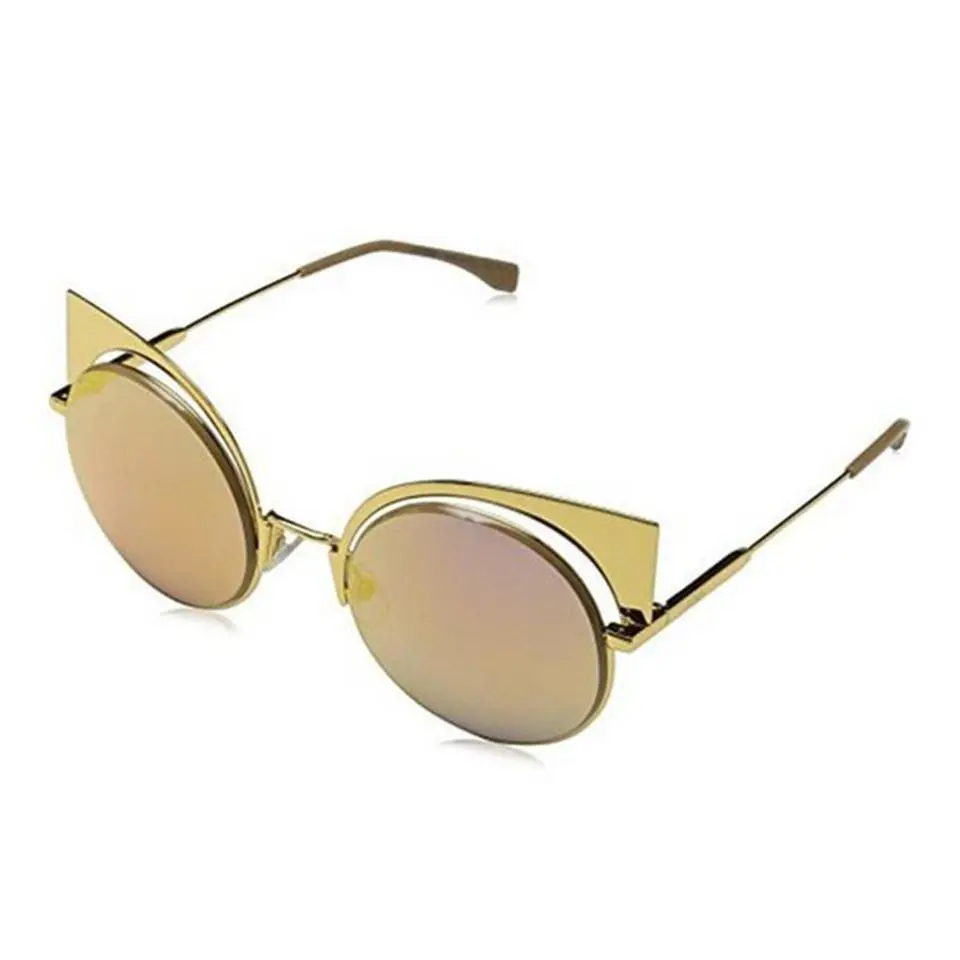 Fendi FF0177/S001YELLOW Gold Cat-eye Mirrored Sunglasses For Women - Frame: Gold, Lens: Gold