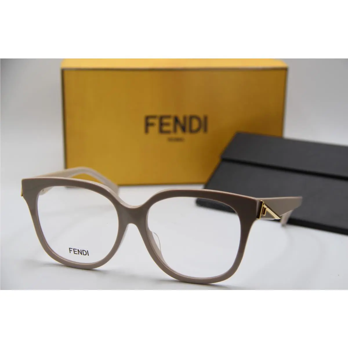 Fendi FE50064F 025 Cream Beige Gold Eyeglasses W/case 57-16
