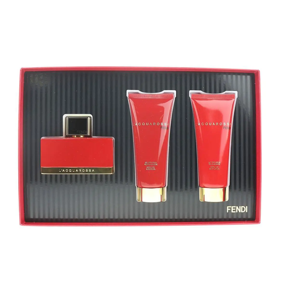 Fendi L`acquarossa Edp 2.5oz Body Lotion 2.5oz Shower Gel 2.5 Gift Set Women