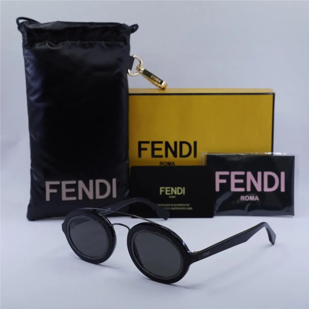 FE40094I 01A Shiny Black/smoke 52-22-140 Sunglasses by Fendi