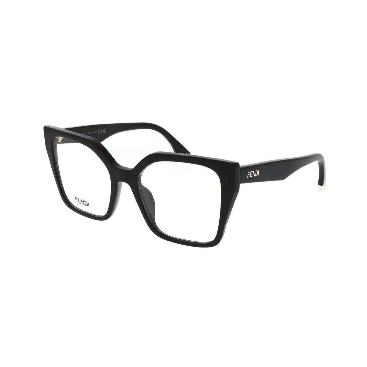 Fendi Way FE 50002i 001 Eyeglasses Shiny Black Optical Geometric Frame 52mm