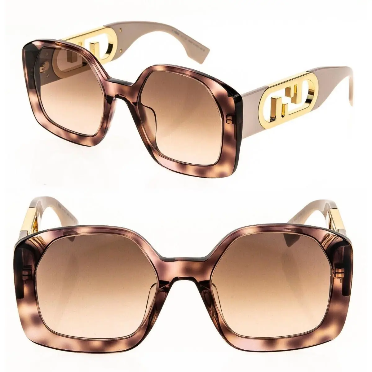 O`lock 40048 56F Brown Havana Beige FF Lock Logo Sunglasses FE40048U by Fendi