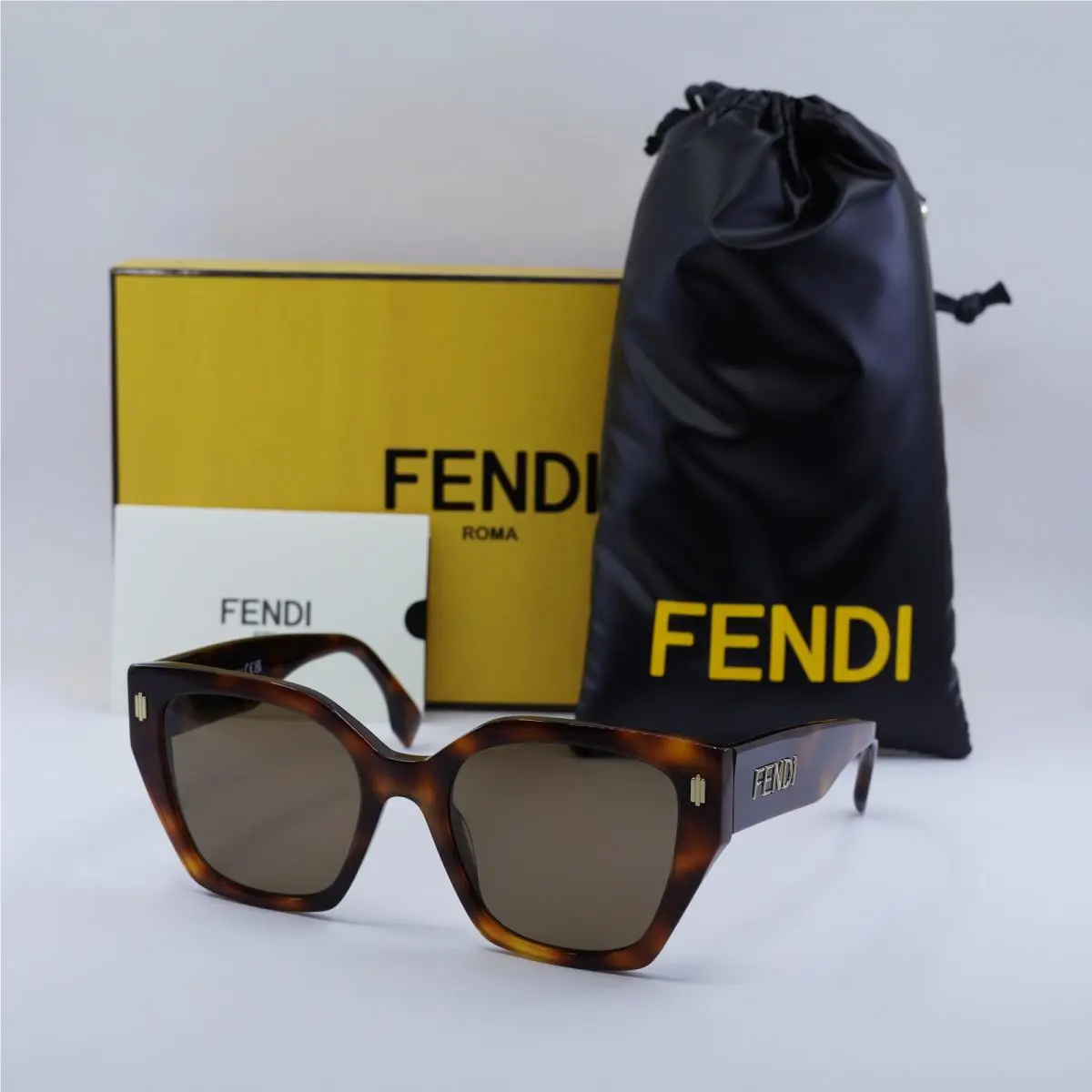 Fendi FE40070I 53H Shiny Havana/brown Polarized 54-20-145 Sunglasses