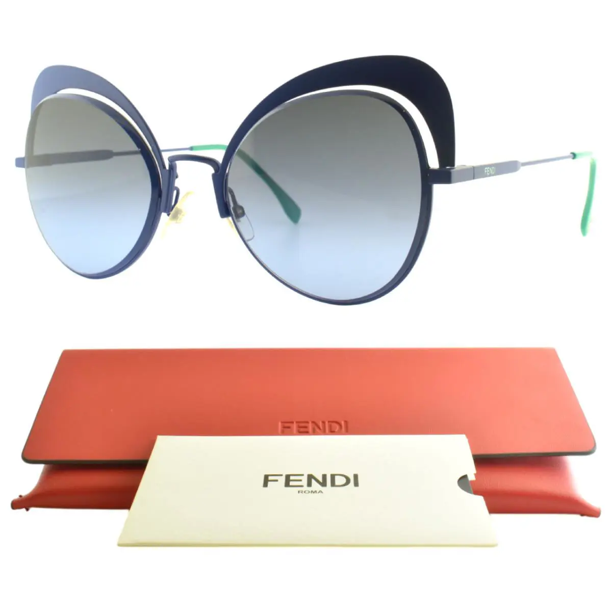 FF 0247/S Pjpgb Blue Cat Eye Round Full Rim Womens Sunglasses by Fendi