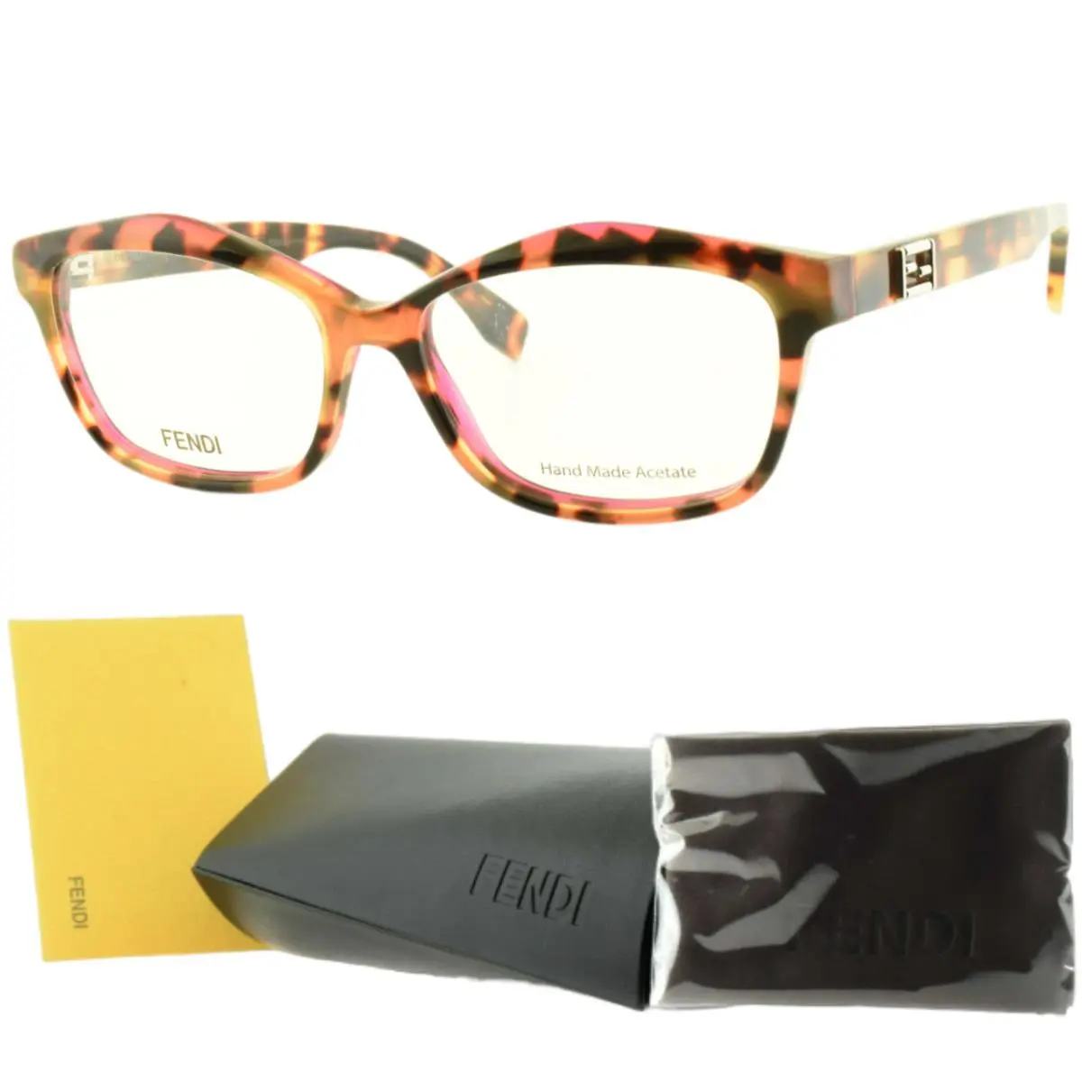Fendi FF 0094 D4Y Havana/pink Rectangle Full Rim Womens Optical Frames