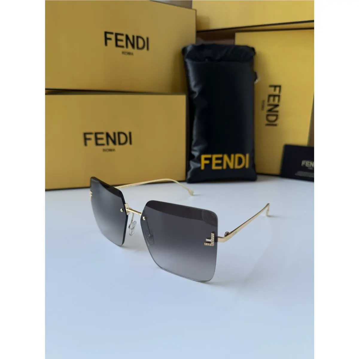 Fendi FE4082US 30B Crystal Endura Gold Gradient Smoke Lens Women Sunglasses