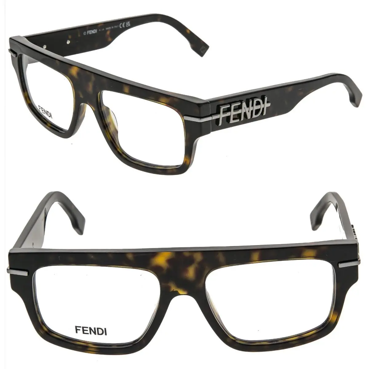 Fendi Fendigraphy Hobo Logo 50062 052 Havana Eyeglasses Optical 54mm FE50062I