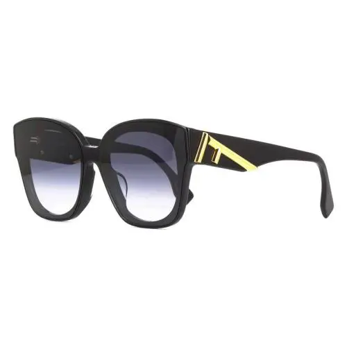 Fendi First FE 40098F 01W Shiny Black Gold FF Light Mirror Lens Sunglasses
