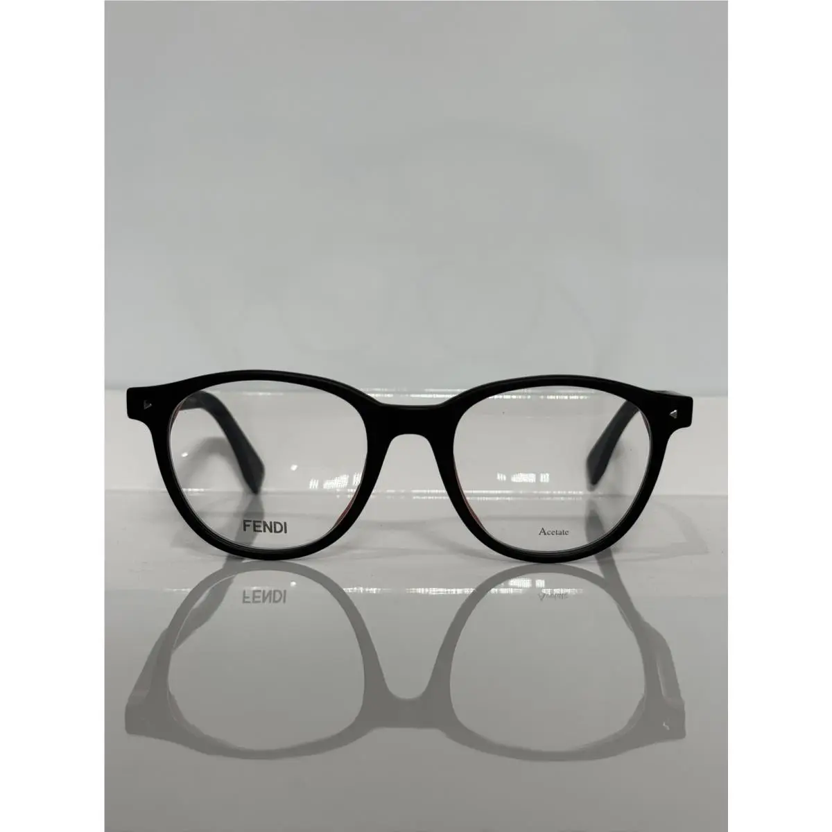Fendi FF M0019 807 Matte Black Round Acetate Eyeglasses 50mm