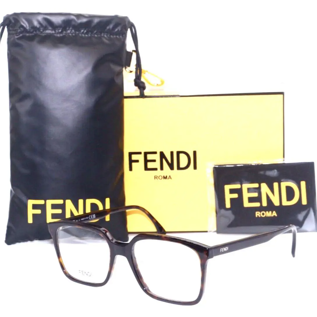 Fendi FE 50032I 052 Reactangle Dark Havana Eyeglasses Frame 55-18