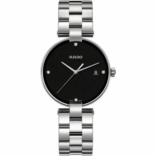 Rado Coupole Black Dial Diamond Stainless Steel Womens Watch R22852703