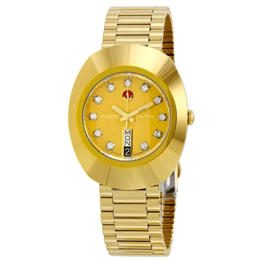 Rado Diastar Jubile Gold Automatic Gold Dial Gold Pvd Men`s Watch - Gold, Dial: Gold, Band: Gold, Yellow