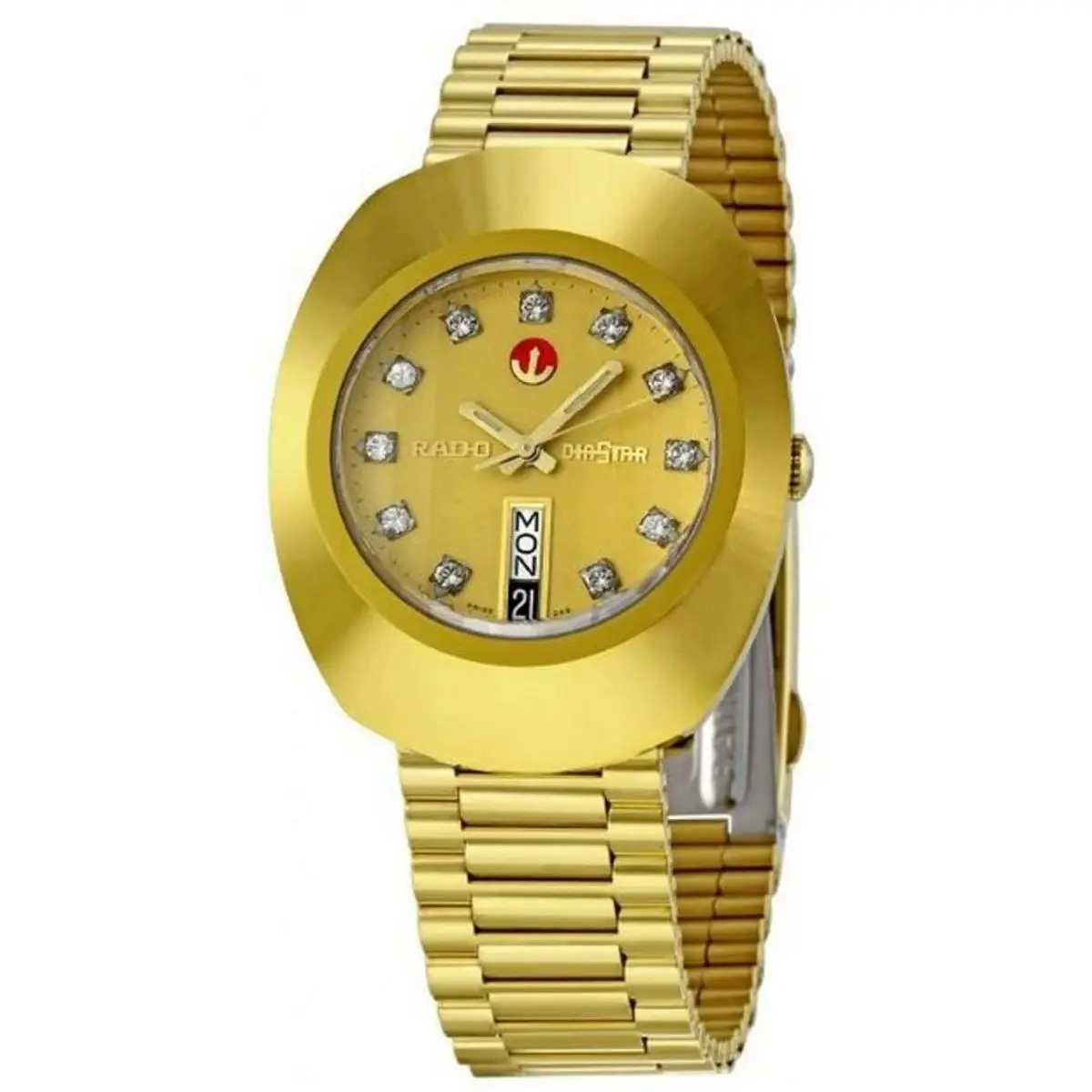 Rado The Auto 35mm Diamond Dial Gold Unisex Watch R12413493 - Dial: Gold, Band: Gold, Bezel: Gold