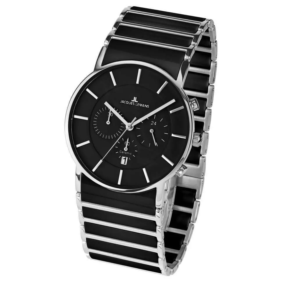 Men`s Jacques Lemans York 1-1815A Black Ceramic Chronograph by Rado