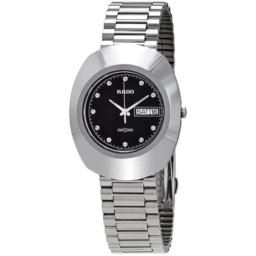 Diastar Black Dial Stainless Steel Men`s Watch R12391153 by Rado